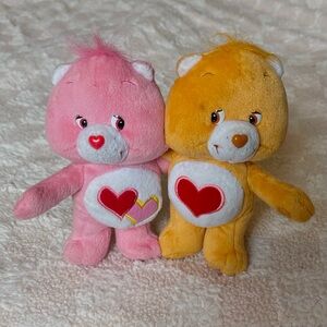 Vintage Care Bears Pink + Orange Plushies